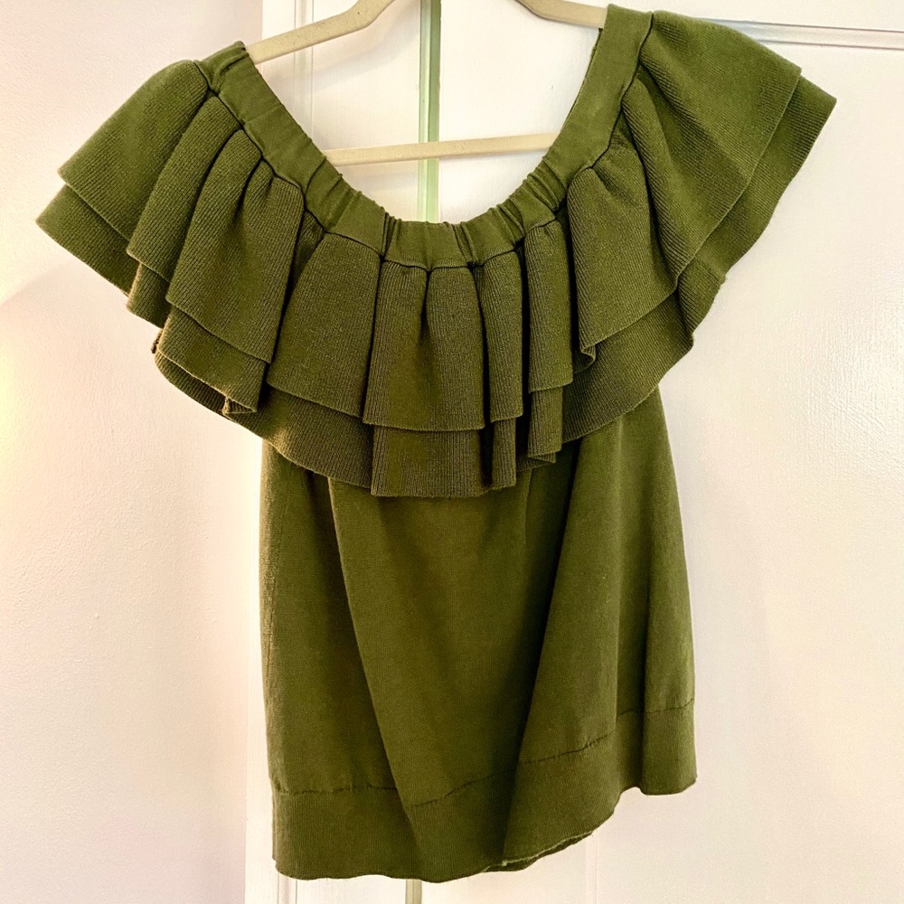 J. Crew off the shoulder green sweater - Picture 4 of 5